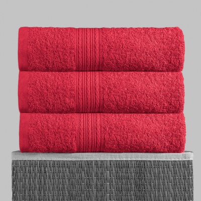 Полотенце махровое с бордюром (Красный)
