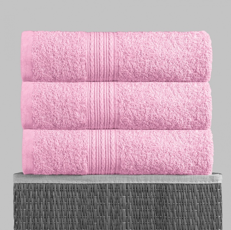 Полотенце махровое с бордюром (Розовый)
